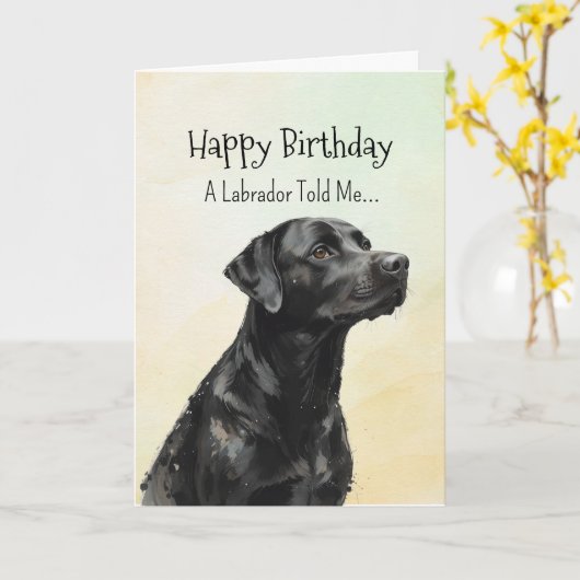A Black Labrador Personality Birthday Fun Animal カード (黄色い花)