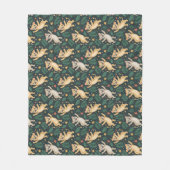 A blanket's front side features a repeating  フリースブランケット (正面)