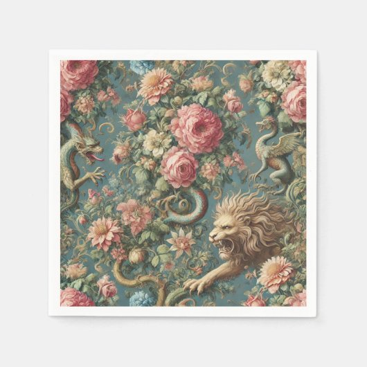 A Blooming Mythos – Mythical Victorian Design スタンダードカクテルナプキン (正面)