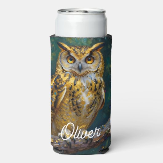 A Blue and Gold Majestic Owl   スリム缶クーラー (Seltzer裏面)