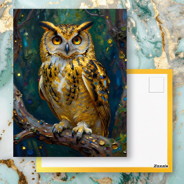 A Blue and Gold Owl |m Keeping in Touch ポストカード