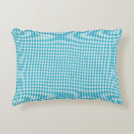 A blue and white gingham-patterned pillow  アクセントクッション