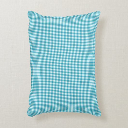 A blue and white gingham-patterned pillow  アクセントクッション (正面(垂直))