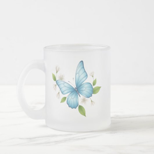 A Blue butterfly frosted glass Mug フロストグラスマグカップ (左)