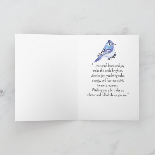 A Blue Jay Personality Birthday Fun Bird カード (内部)