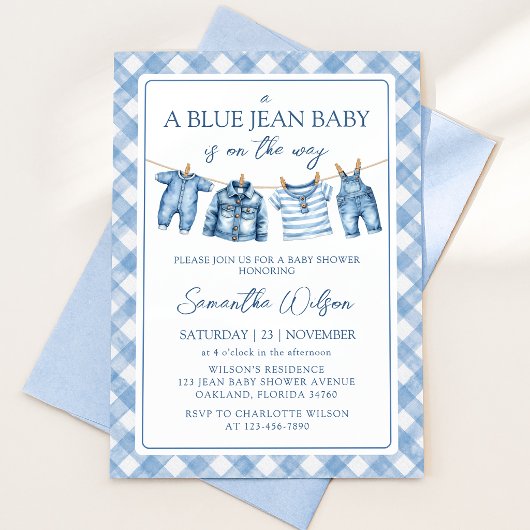 A Blue Jean Baby On The Way Baby Shower Invitation 招待状