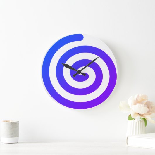 A Blue Spiral Kitchen or Living Room Wall Clock ラージ壁時計 (ホーム)