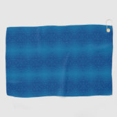 A blue towel with a subtle dotted pattern hangs  ゴルフタオル (横)