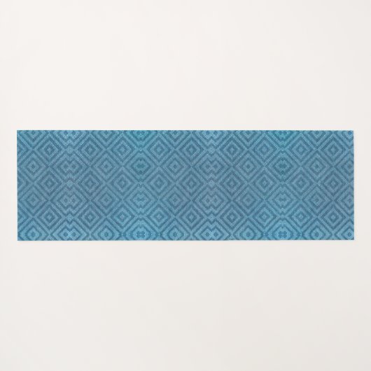 A blue yoga mat with a subtle geometric pattern ヨガマット (裏面(横))