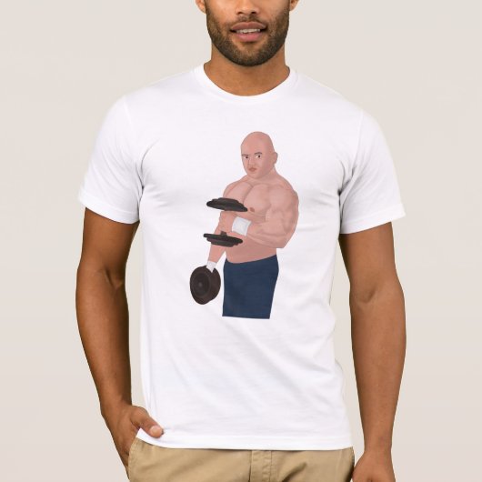 A bodybuilder daddy training with dumbbells tシャツ (正面)