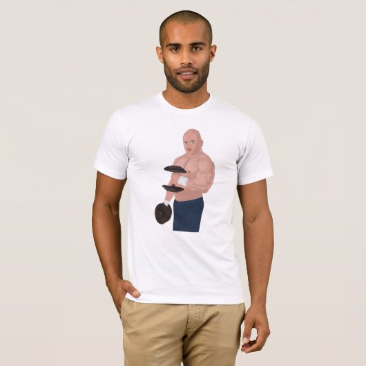 A bodybuilder daddy training with dumbbells tシャツ (正面フル)