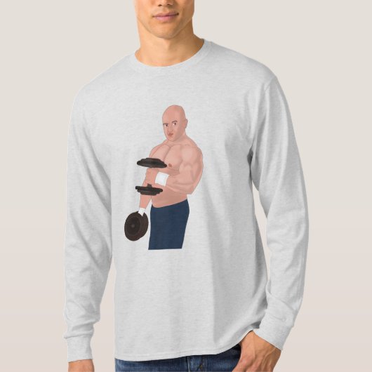 A bodybuilder daddy training with dumbbells tシャツ (正面)