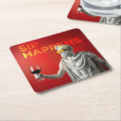 A bold and modern “Sip Happens” coaster スクエアペーパーコースター (アングル)