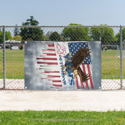 A bold, distressed illustration of a eagle 横断幕 (インサイチュ)