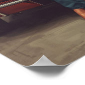 A bold retro pin-up illustration featuring a greas ポスター (角)