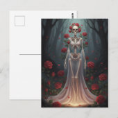 A bony girl wears a wedding dress in a forest.  ポストカード (正面/裏面)