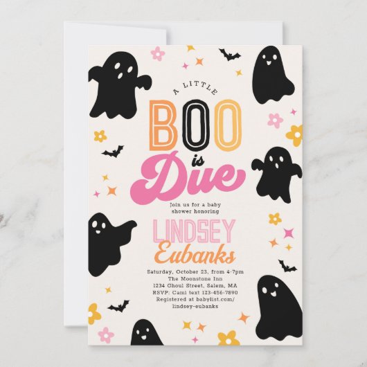 A Boo is Due Baby Shower招待状 招待状 (正面)