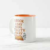 A Book a Day実保現遠くに-お洒落デザイン ツートーンマグカップ (正面左)