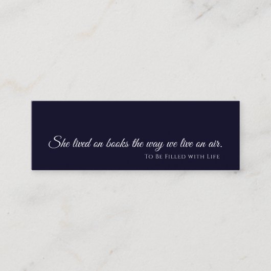 A Book is a Dream | Modern Blue Bookmark Design スキニー名刺 (正面)
