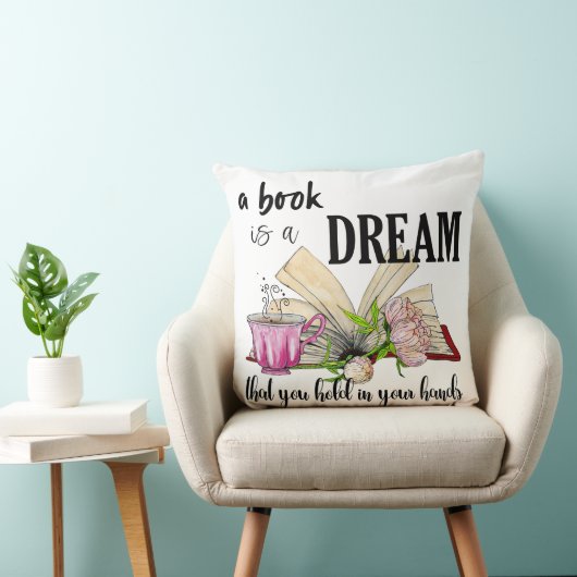 A Book Is a Dream Pillow | Square Throw Cushion クッション (椅子)