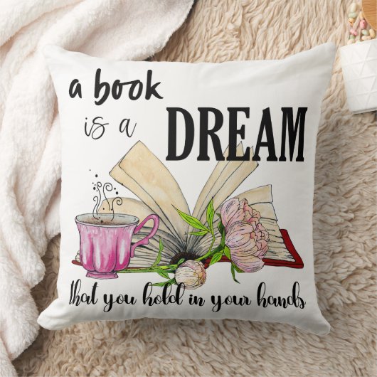 A Book Is a Dream Pillow | Square Throw Cushion クッション (ブランケット)