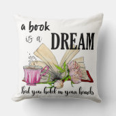 A Book Is a Dream Pillow | Square Throw Cushion クッション (正面)