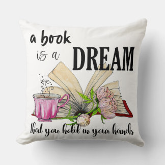 A Book Is a Dream Pillow | Square Throw Cushion クッション