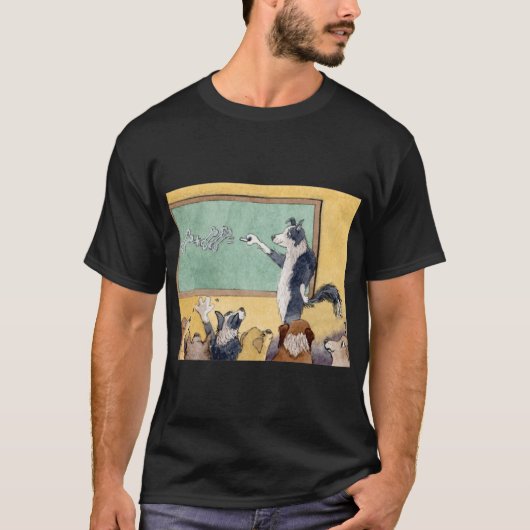 A Border Collie dog teaches his pup pupils maths   Tシャツ (正面)