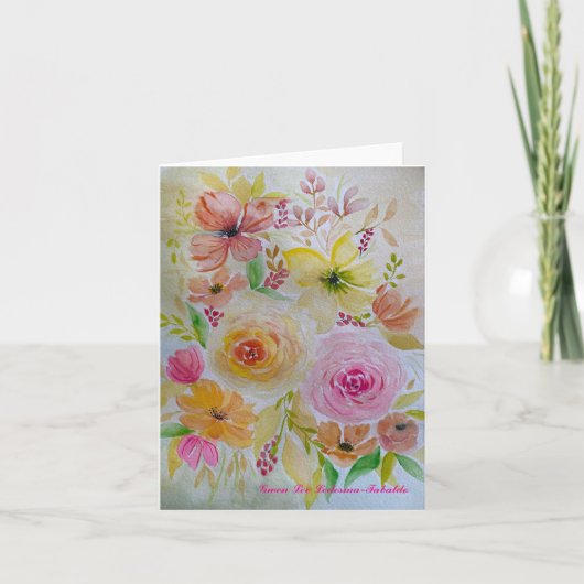 A Bouquet of Pink and Yellow Florals Card シーズンカード (正面)
