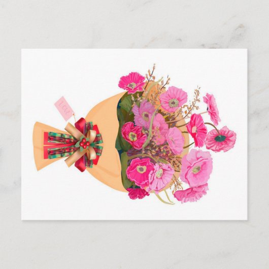 A bouquet of pink flowers canvas Print シーズンポストカード (正面)