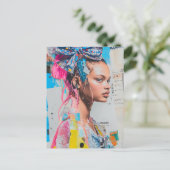 A bow in her hair lady Collage ポストカード (スタンド正面)