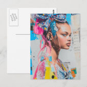 A bow in her hair lady Collage ポストカード (正面/裏面)