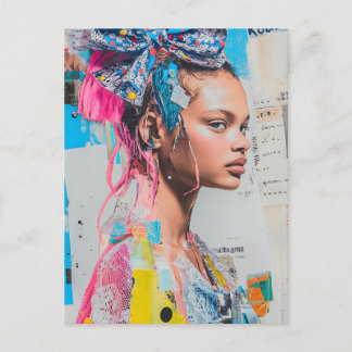 A bow in her hair lady Collage ポストカード