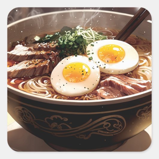 A bowl of noodles スクエアシール (正面)