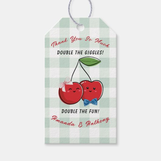 A Boy and Girl Twins Baby Shower  ギフトタグ (正面)