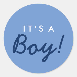 A Boy Baby Shower Sticker - Navy Blue White ラウンドシール