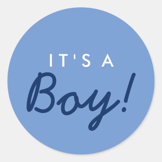A Boy Baby Shower Sticker - Navy Blue White ラウンドシール (正面)