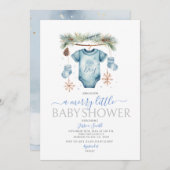 A Boy Blue Baby Cloths Winter Baby Shower 招待状 (正面/裏面)