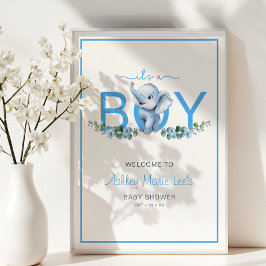 A Boy Elephant Baby Shower Welcome Poster - B ポスター