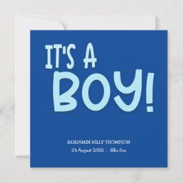 A Boy Photo 生まれたばかりの Birth Announcement Blue