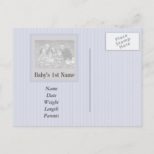 A Boy Photo Birth発表テンプレート 案内ポストカード (裏面)