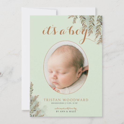 A Boy Photo Sage Coa Boy Birth Announcement (正面)