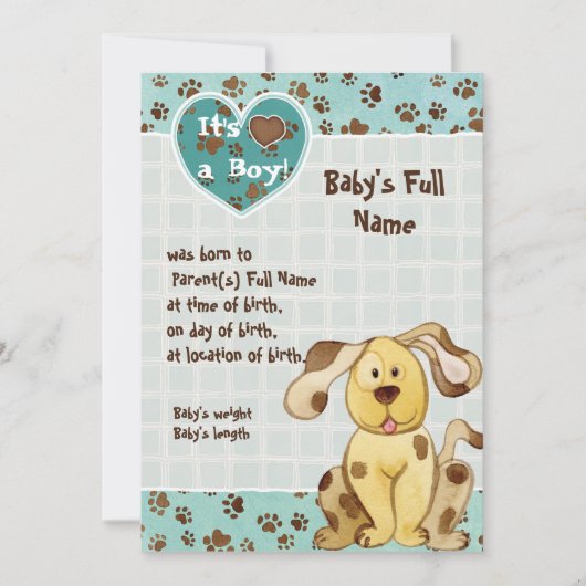 A Boy's Friend 最高の Photo  Birth Announcement 招待状 (正面)