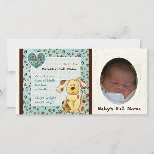 A Boy's Friend 最高の Photo  Birth Announcement 案内状 (正面)