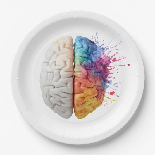 A brain divided between logical and creative sides ペーパープレート (正面)
