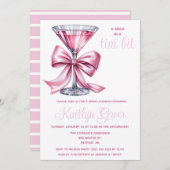 A Bride a Tini Bitピンクマルティーニブライダルシャワー 招待状 (正面/裏面)