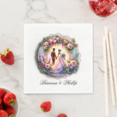 A Bride and Groom Moonlight Floral Wedding  スタンダードランチョンナプキン (インサイチュ)