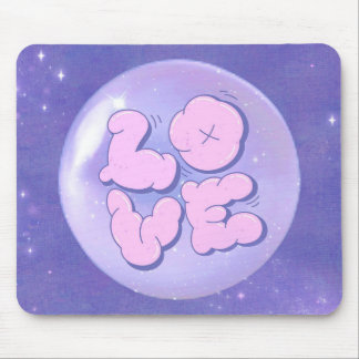 A Bright Bold mouse pad with a purple love design マウスパッド