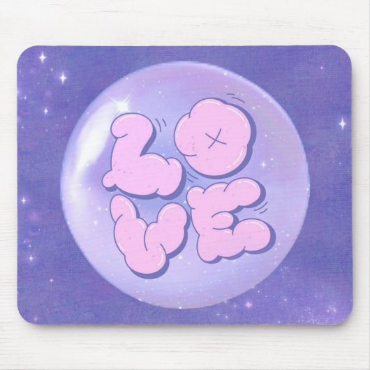 A Bright Bold mouse pad with a purple love design マウスパッド (正面)