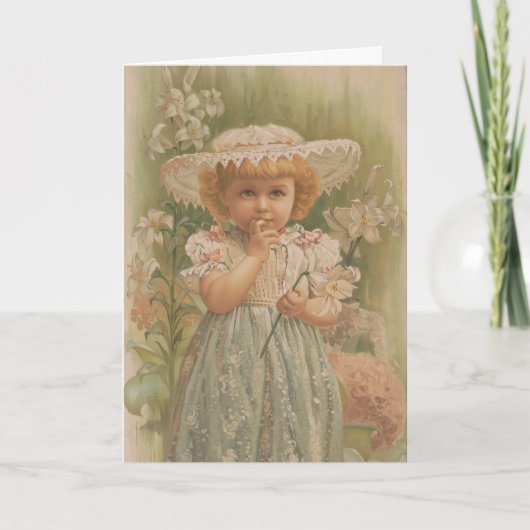 "A Budding Easter" Vintage Illustration, ca. 1890 カード (正面)